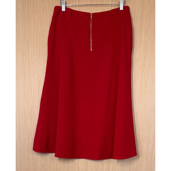 Calvin Klein A Line Midi Skirt Womens Size 8 Pockets Red Lined Event Holiday - Picture 4 of 11
